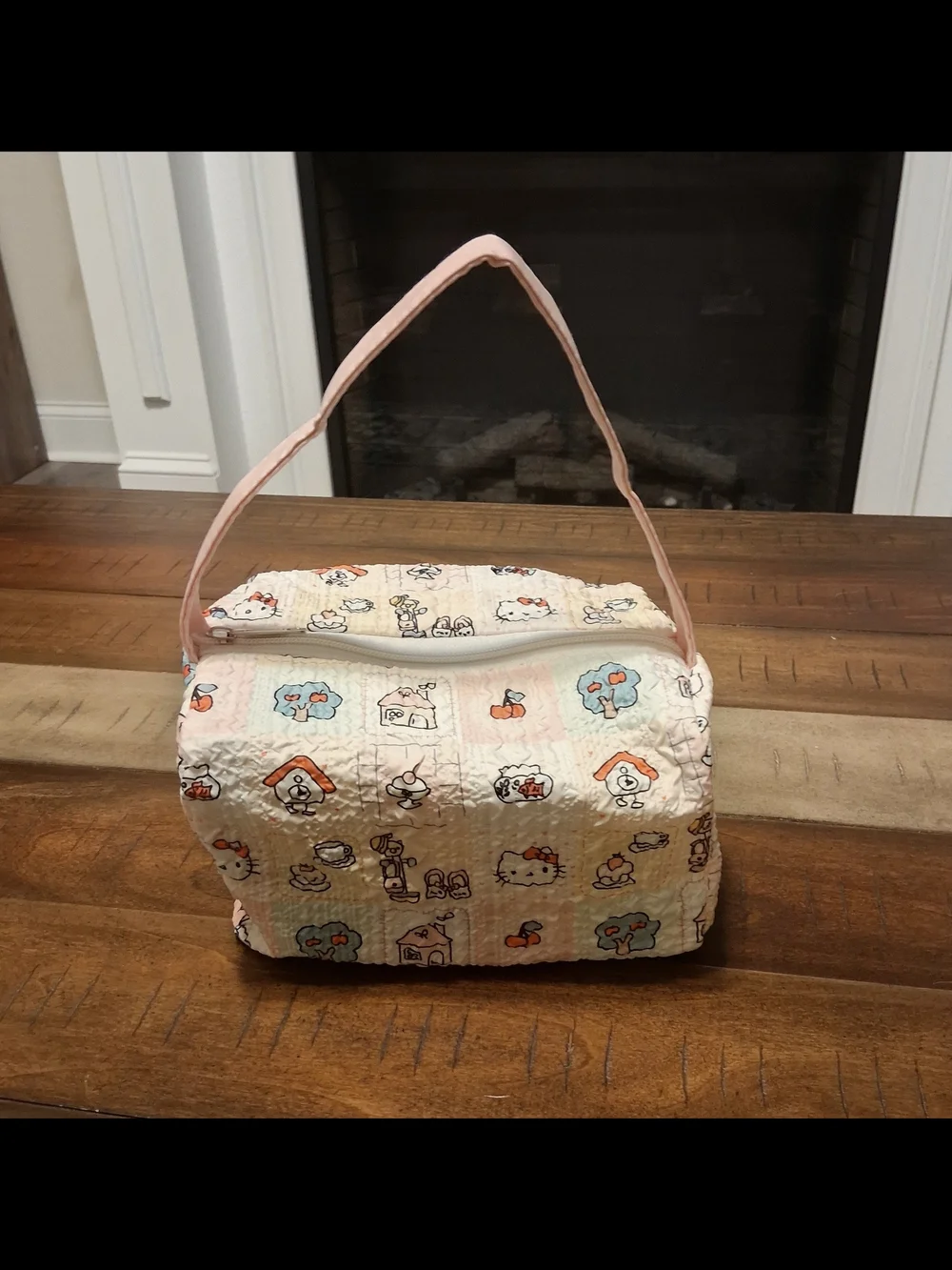 Hello Kitty Pink Printed Quilted Cosmetic Bag